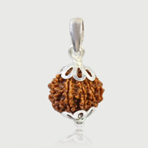 Natural 10 Mukhi (Ten Mukhi) Rudraksha Nepal Silver Pendant GJSPC Certified