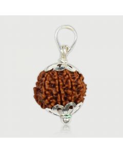 Natural 9 Mukhi (Nine Mukhi) Rudraksha Nepal Silver Pendant GJSPC Certified