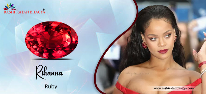 Barbadian Singer Rihanna With Her Ruby Necklace